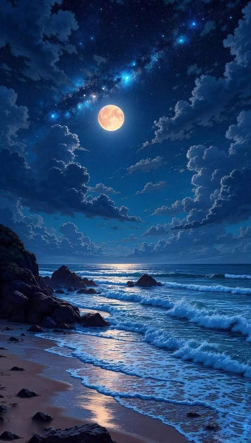 hình nền đêm bên bờ biển 12