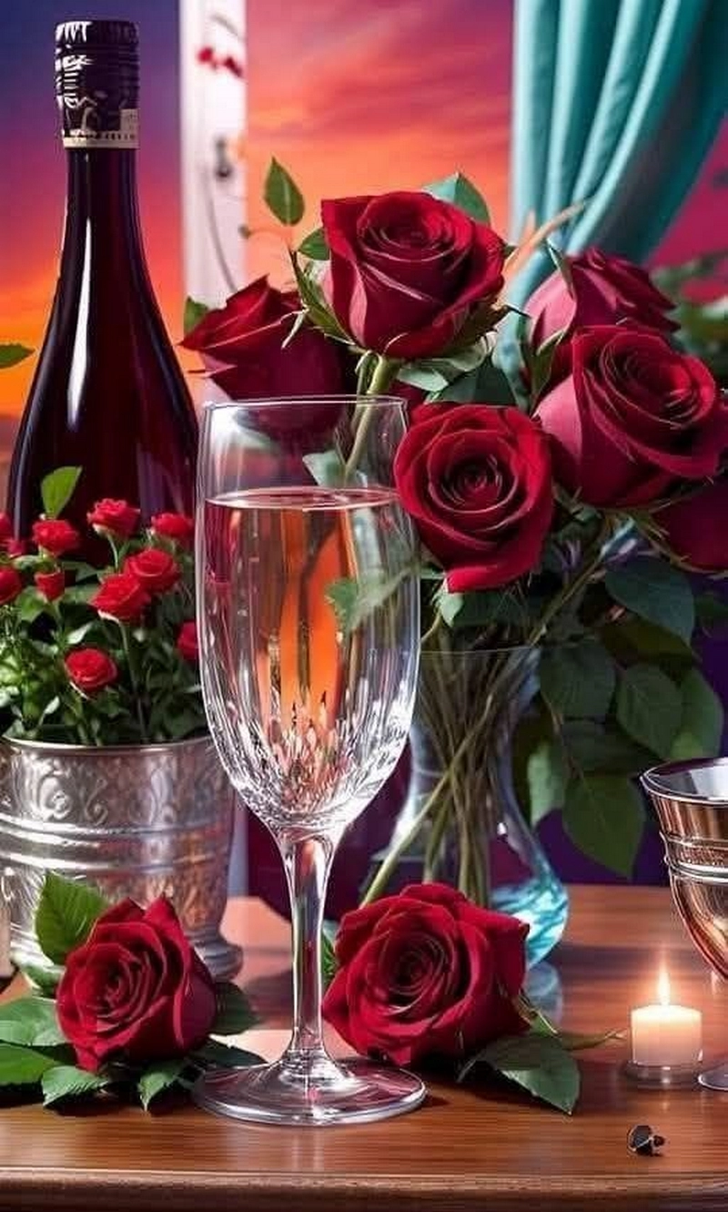 hình ảnh hoa hồng và rượu vang 15