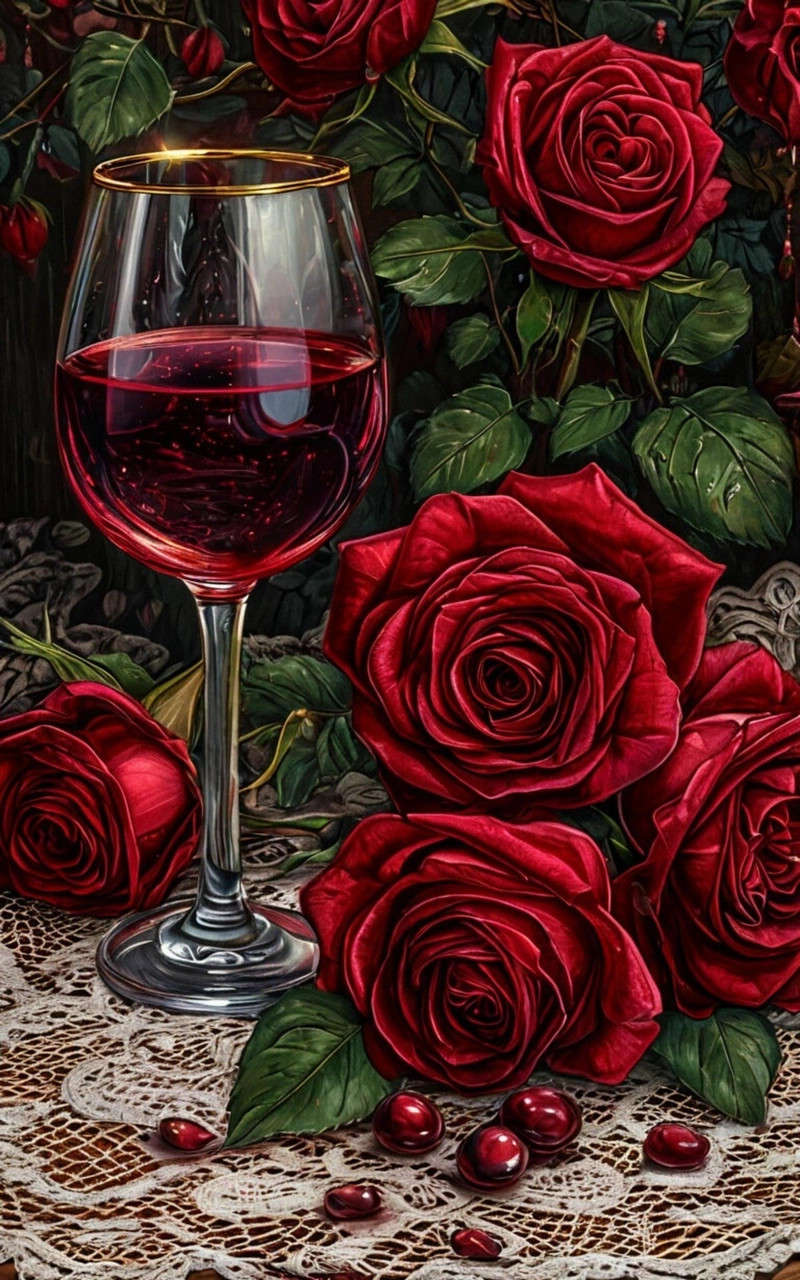 hình ảnh hoa hồng và rượu vang 24