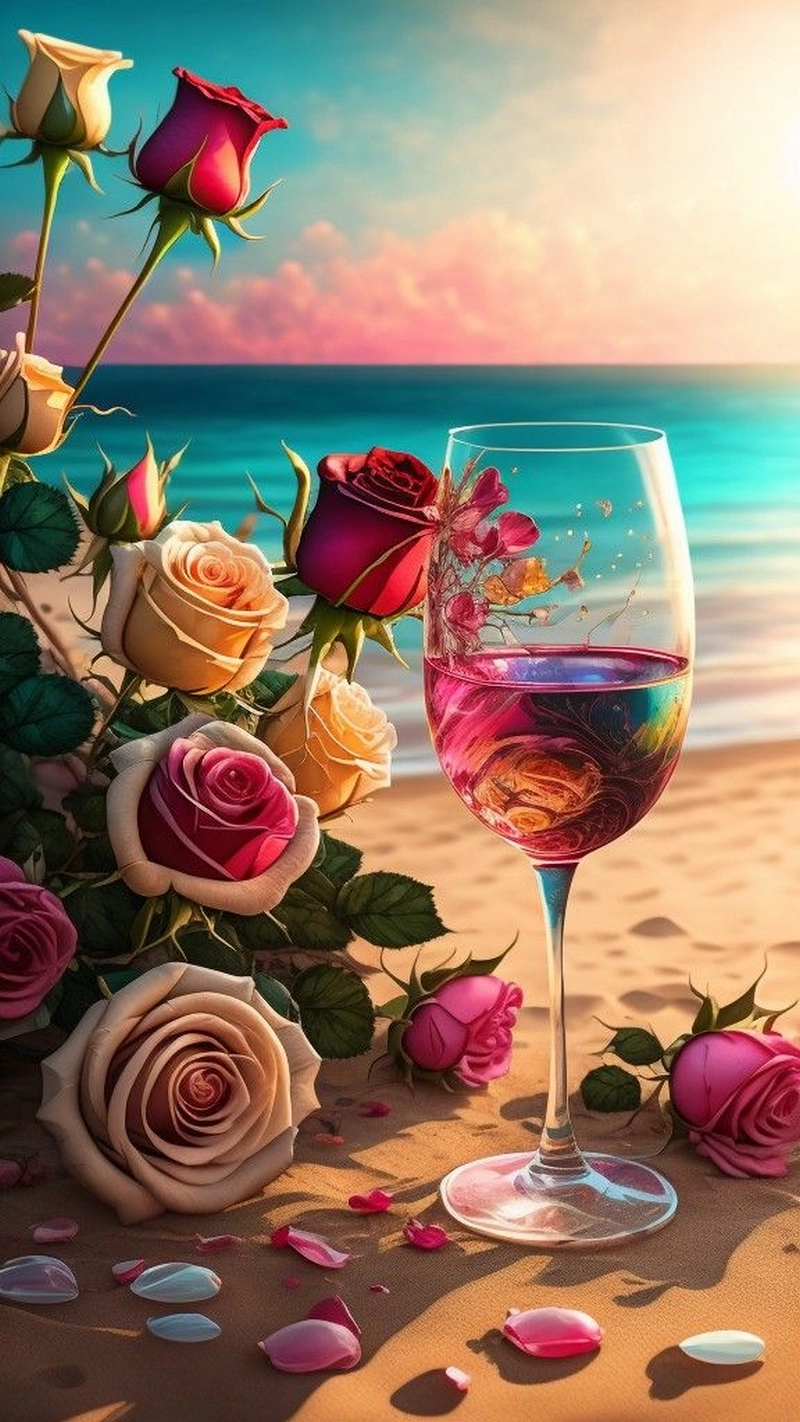 hình ảnh hoa hồng và rượu vang 34