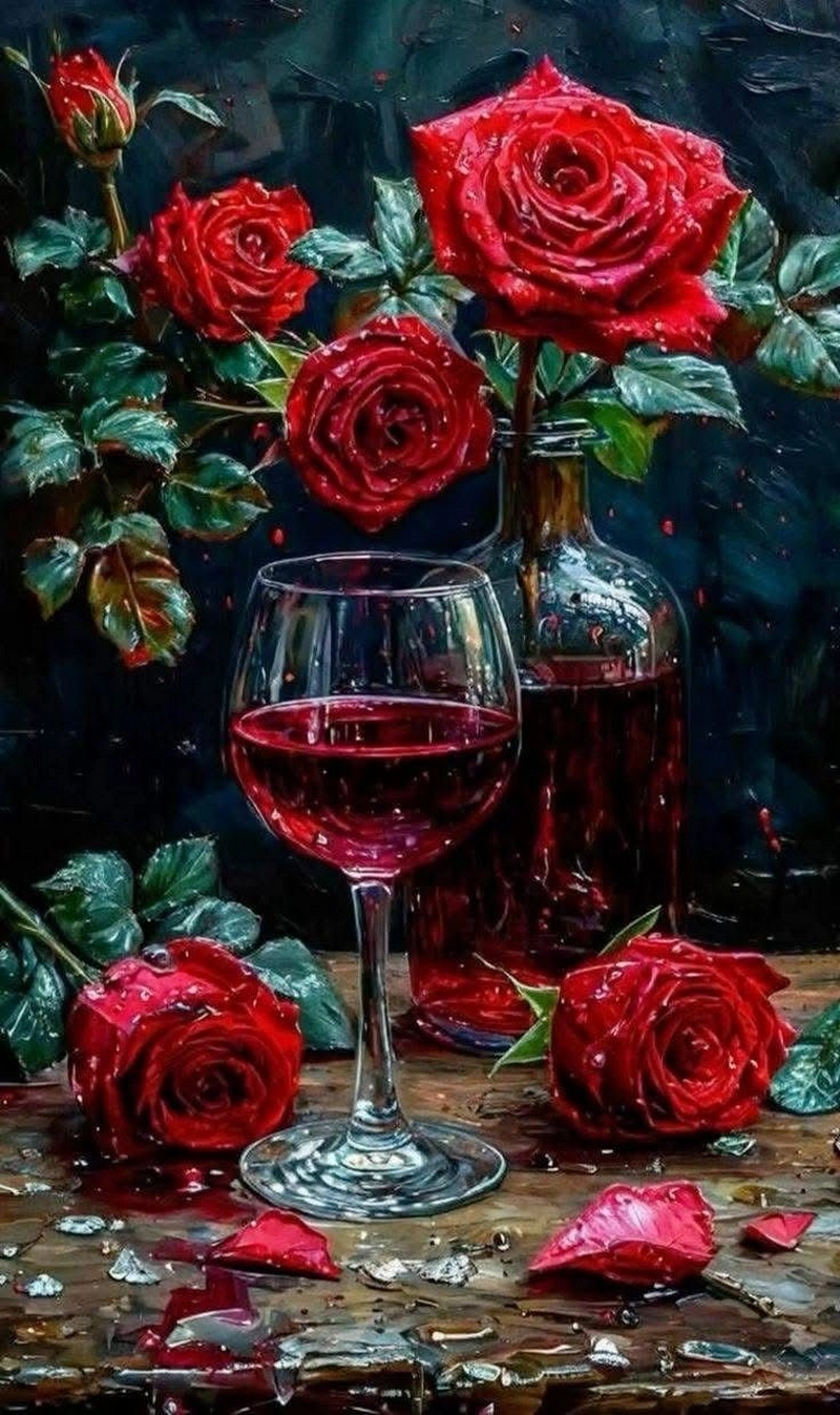 hình ảnh hoa hồng và rượu vang 5