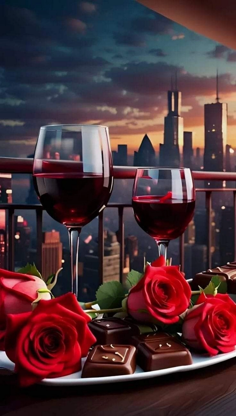 hình ảnh hoa hồng và rượu vang 7