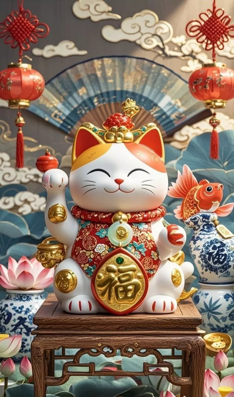 hình nền mèo thần tài 10