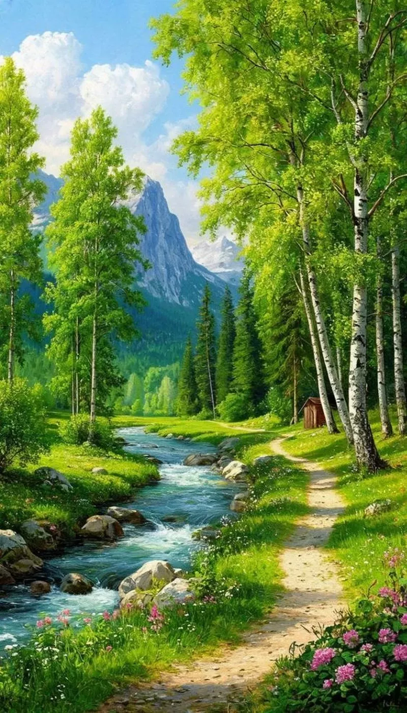 ảnh vẽ tranh phong cảnh thiên nhiên 43