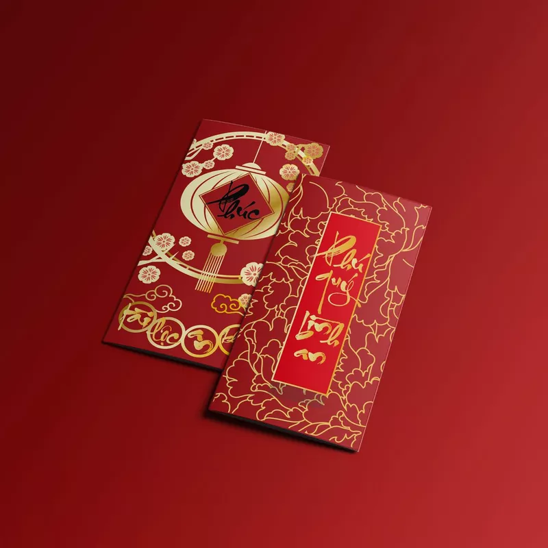 Bao lì xì Tết truyền thống đỏ vàng may mắn