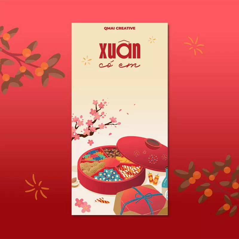 Lì xì Tết họa tiết hoa văn Á Đông tinh xảo