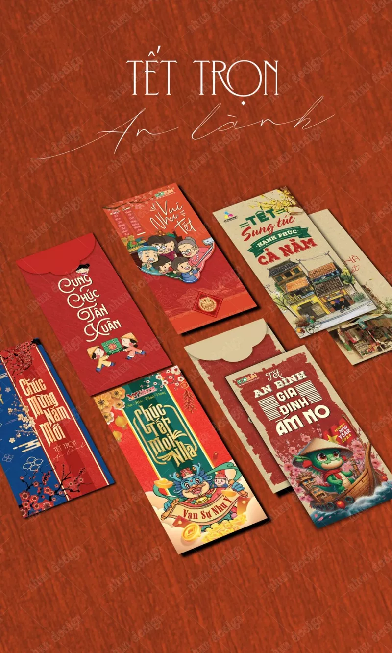 Mẫu bao lì xì Tết đẹp mang thông điệp may mắn