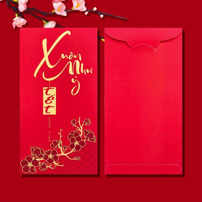 Mẫu lì xì Tết cao cấp in chữ thư pháp