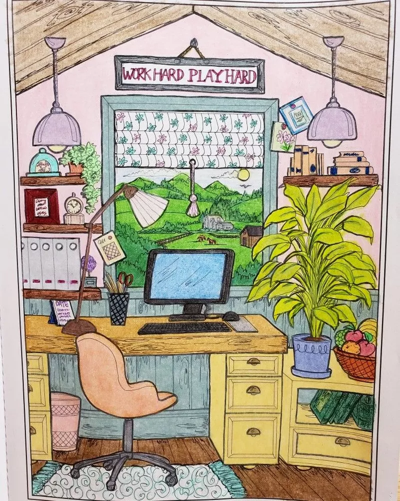 Vẽ góc học tập nhỏ xinh cho phòng ngủ