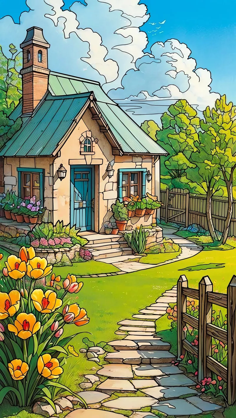 ý tưởng vẽ ngôi nhà trong tranh 32