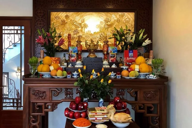 trang trí bàn thờ ngày tết 1