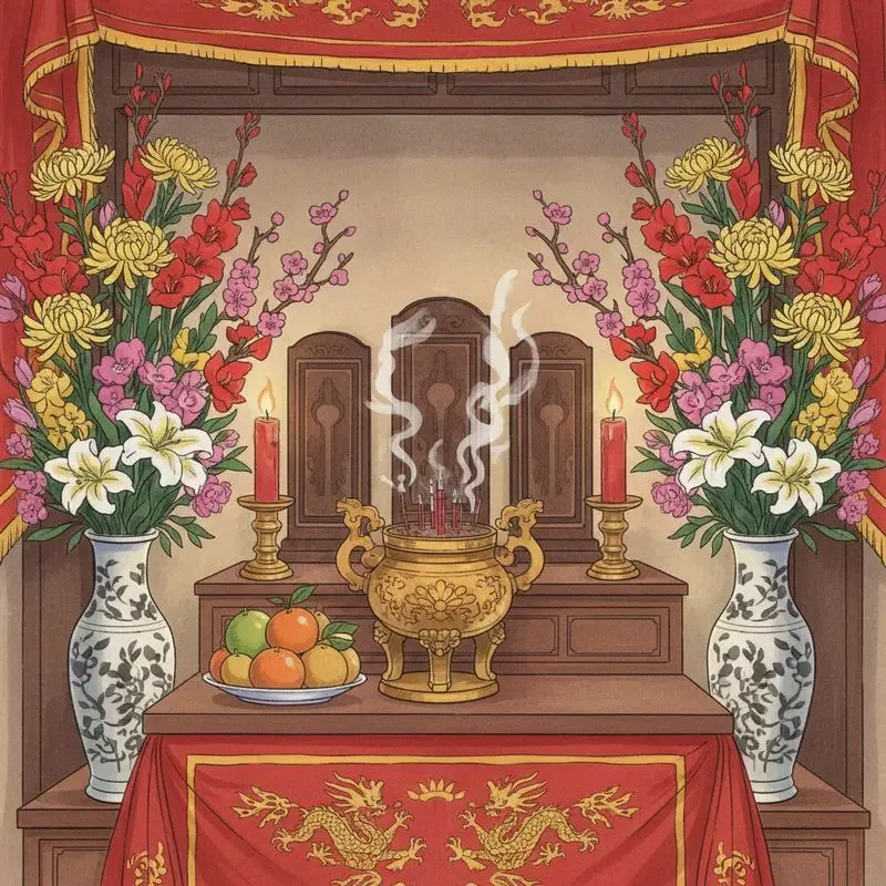 trang trí bàn thờ ngày tết 12