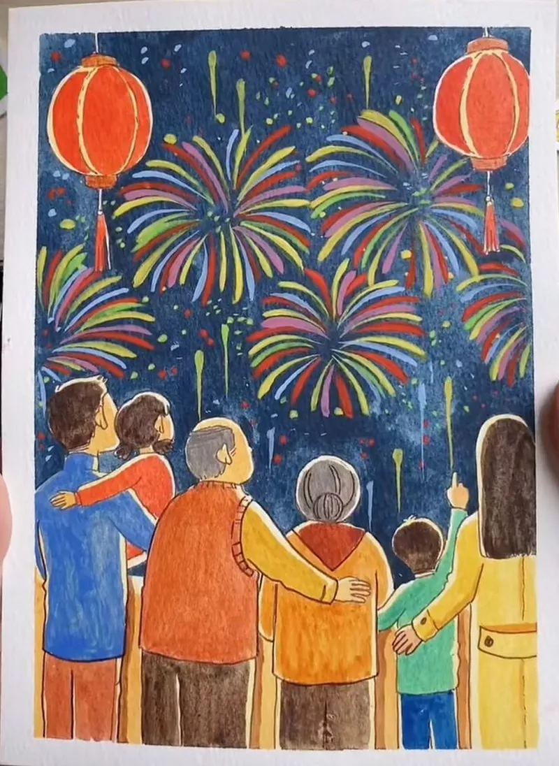 ý tưởng vẽ tranh tết 11