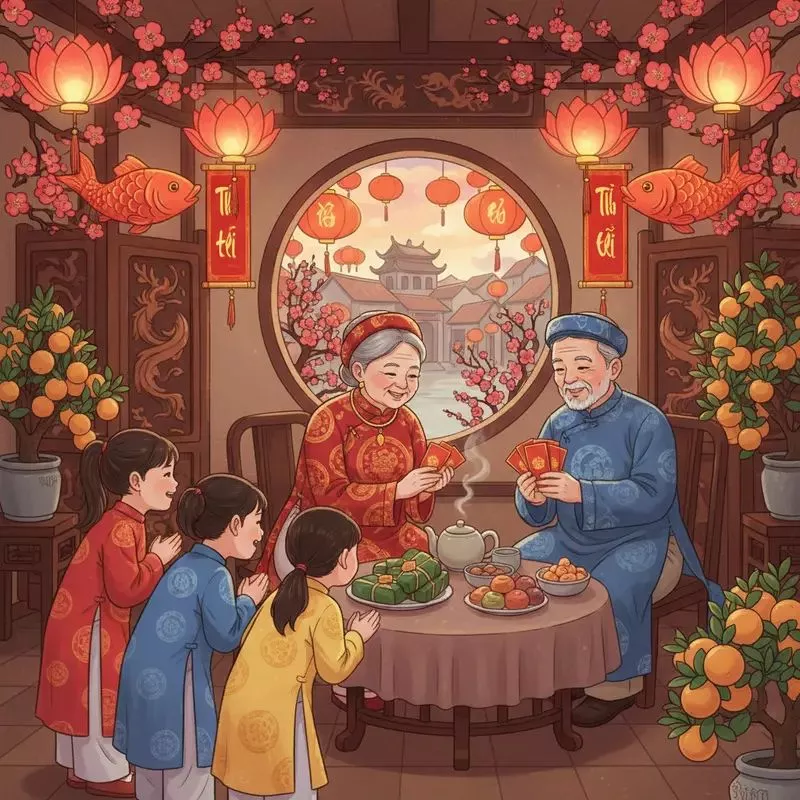 ý tưởng vẽ tranh tết 18