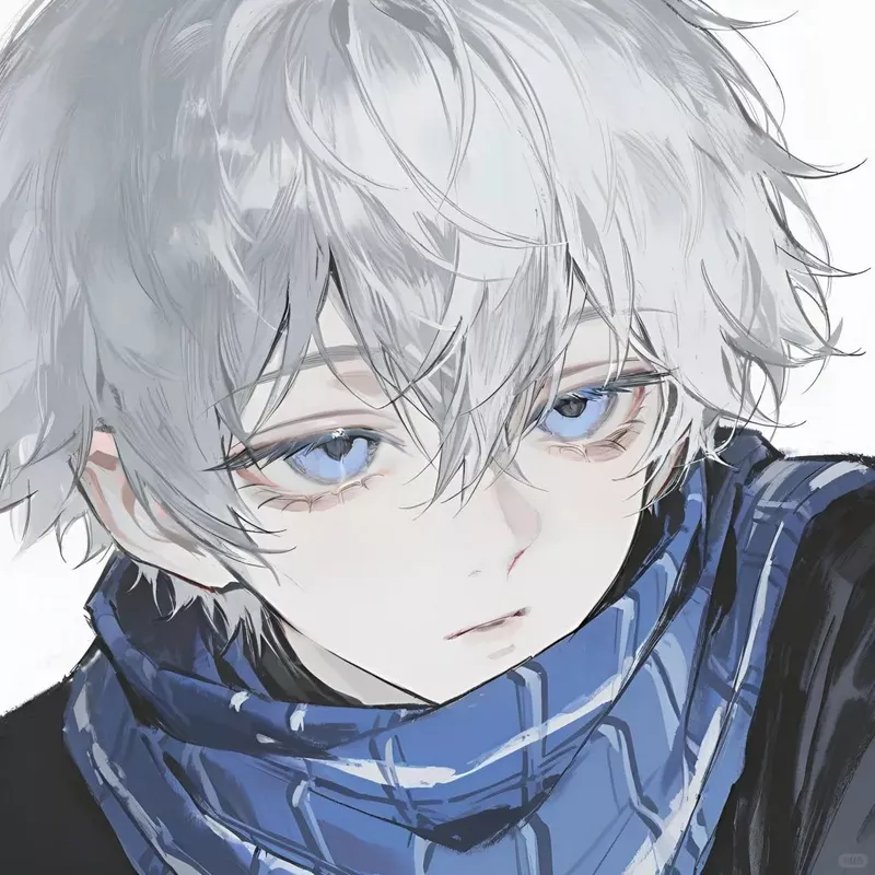 Avatar Anime Nam Tóc Trắng Ánh Mắt Sắc Lạnh