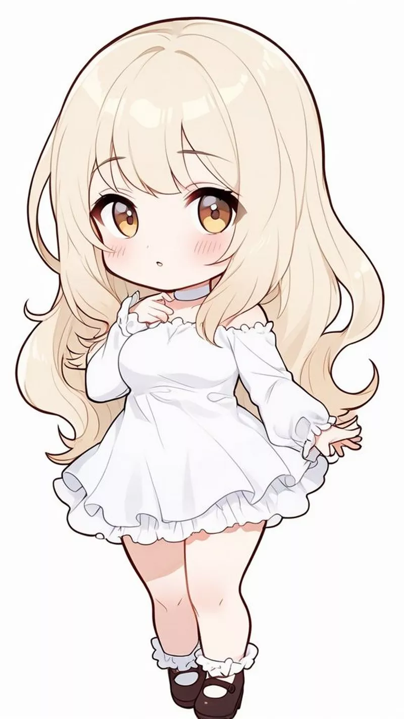 Hình chibi nữ cute mặc váy xinh xắn