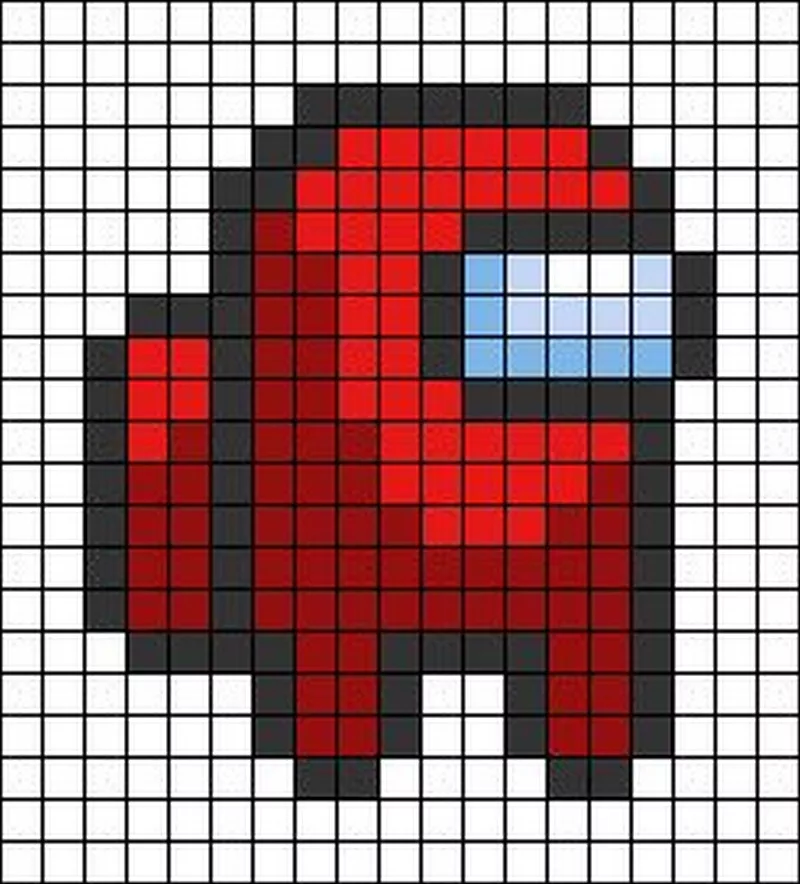 Tranh pixel nhân vật game Among Us 8bit