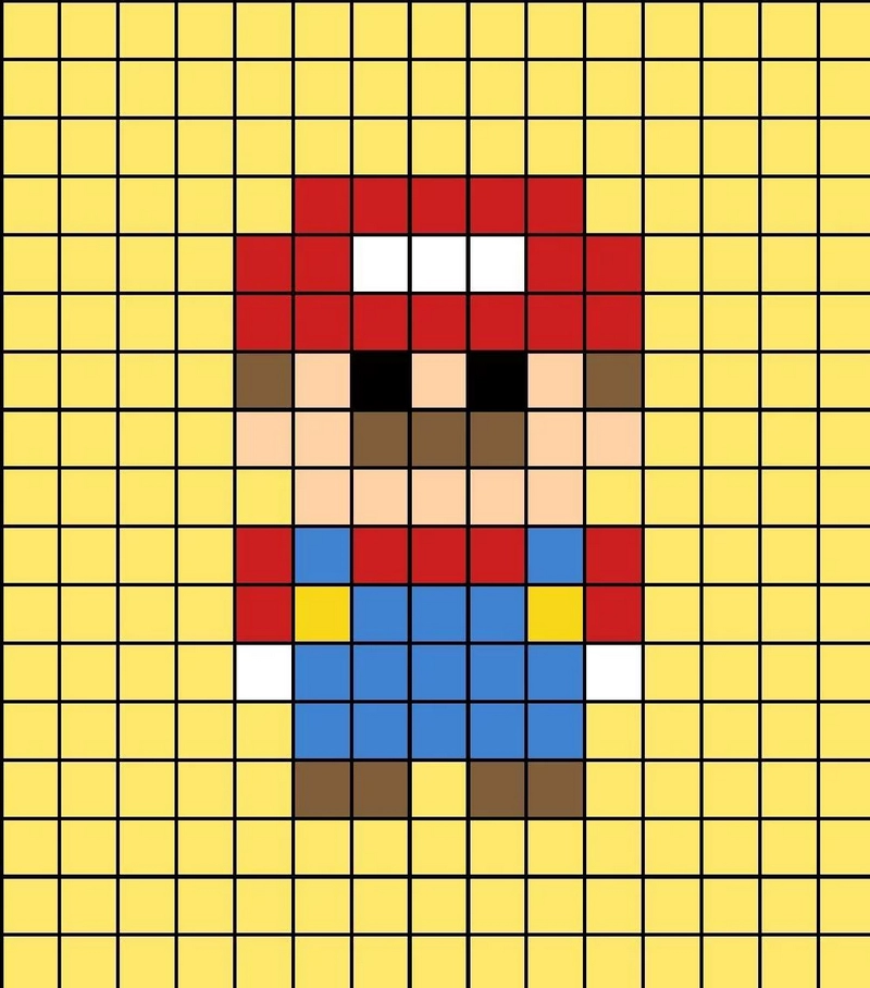 Tranh pixel nhân vật game Mario cổ điển