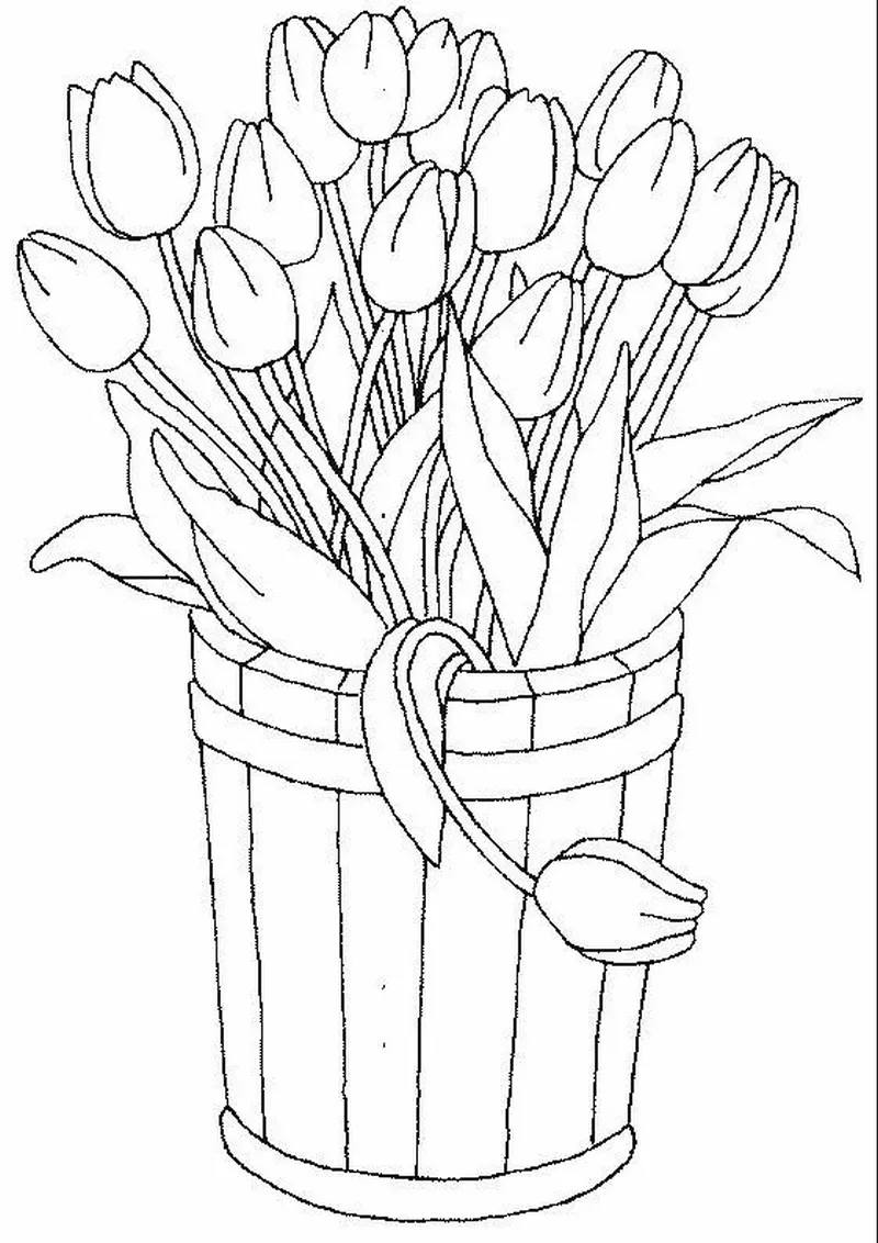 Tranh vẽ giỏ hoa đồng quê vintage