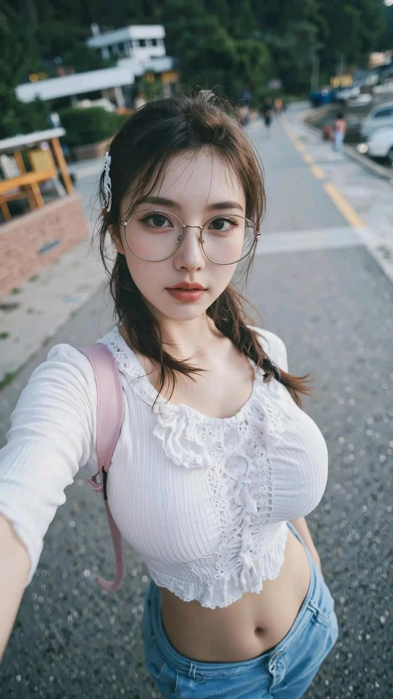 Gái Xinh Đeo Kính Cận Tóc Dài Dịu Dàng