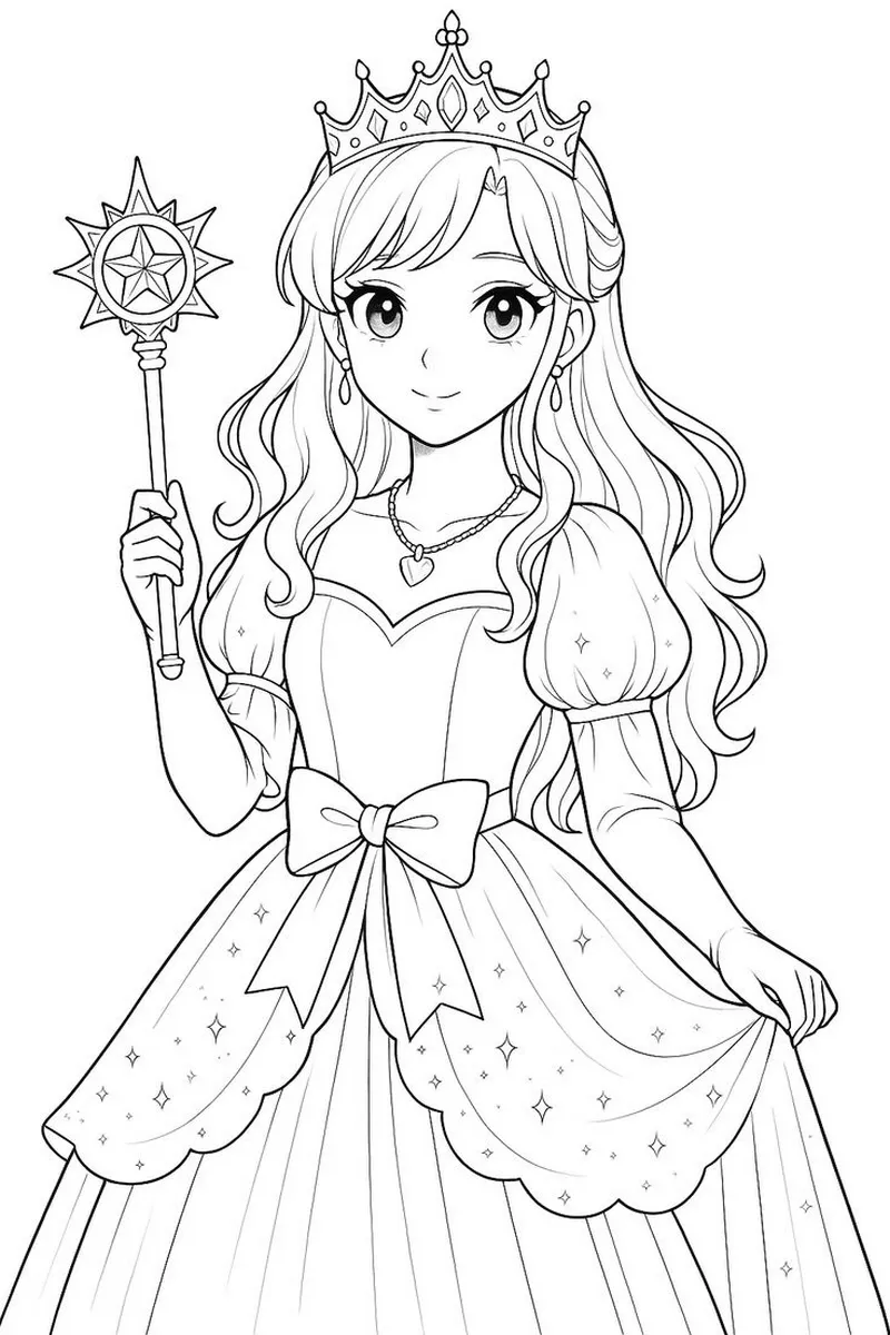 Tranh Tô Màu Anime Công Chúa Anime Lộng Lẫy