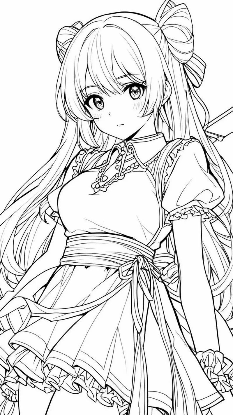 Tranh Tô Màu Anime Công Chúa Phong Cách Nhật Bản