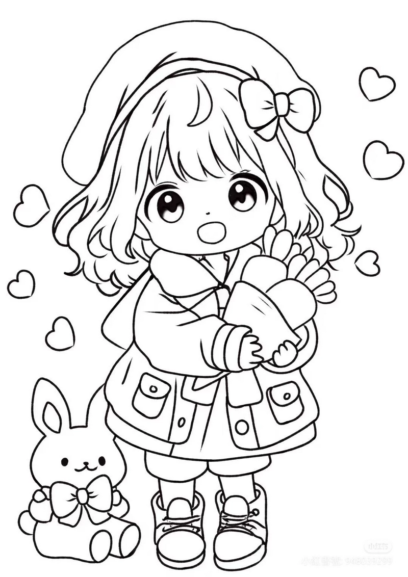 Tranh Tô Màu Anime Dễ Thương Cho Bé Gái