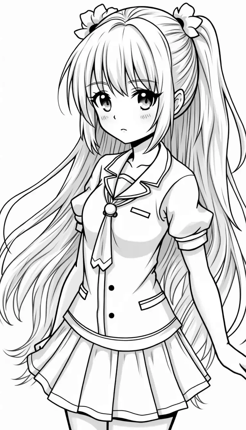 Tranh Tô Màu Anime Học Sinh Nhật Bản Cute