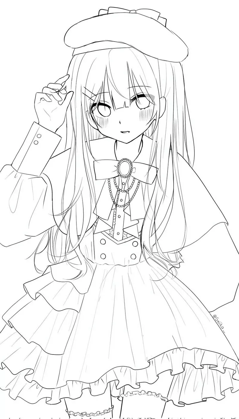 Tranh Tô Màu Anime Nữ Cute Dễ Tô Cho Bé