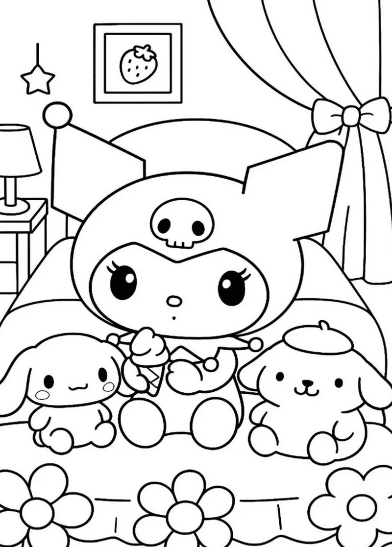 Tranh Tô Màu Kuromi Chibi Mini Cute