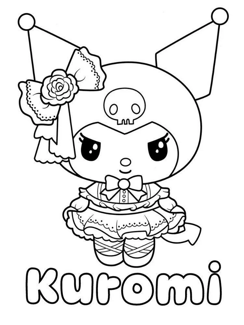 Tranh Tô Màu Kuromi Chibi Siêu Đáng Yêu