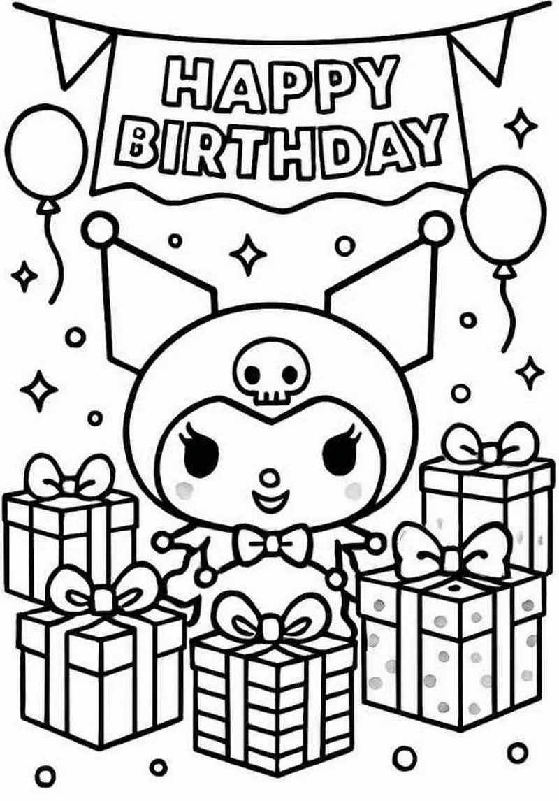 Tranh Tô Màu Kuromi Cho Bé Gái Dễ Tô