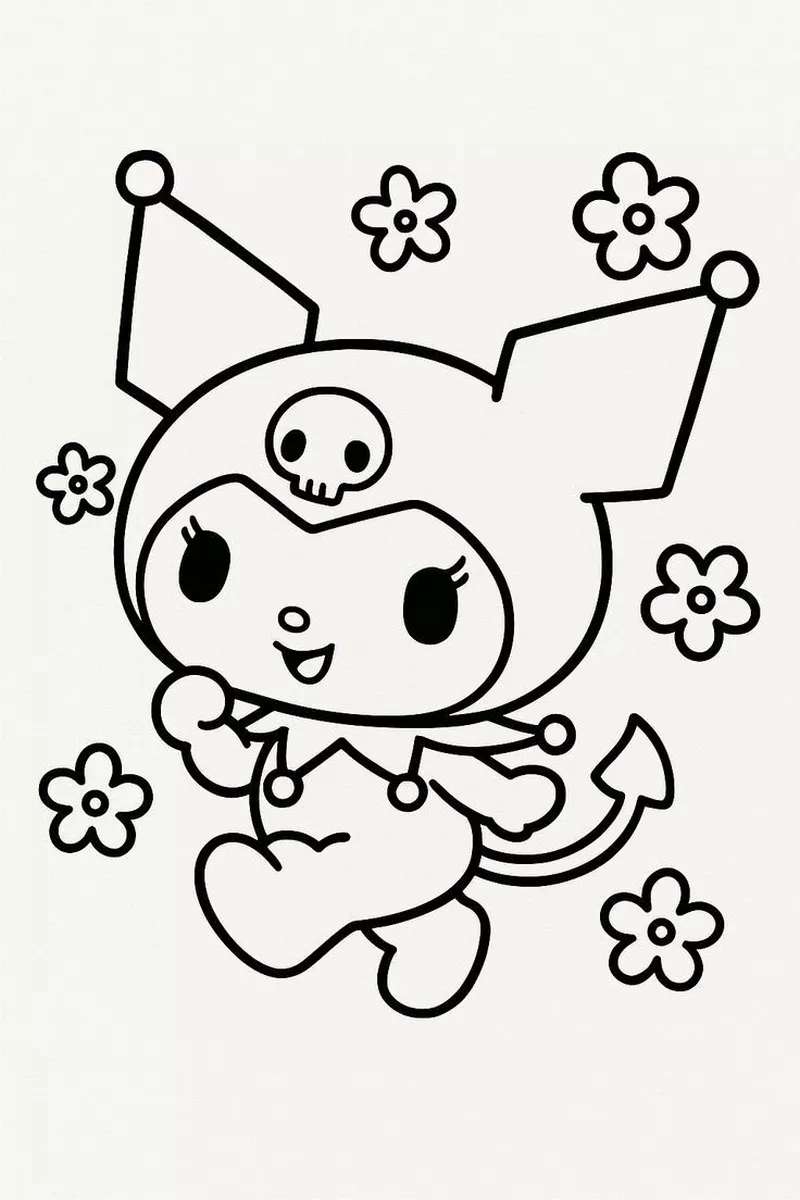 Tranh Tô Màu Kuromi Cute Cho Bé Gái