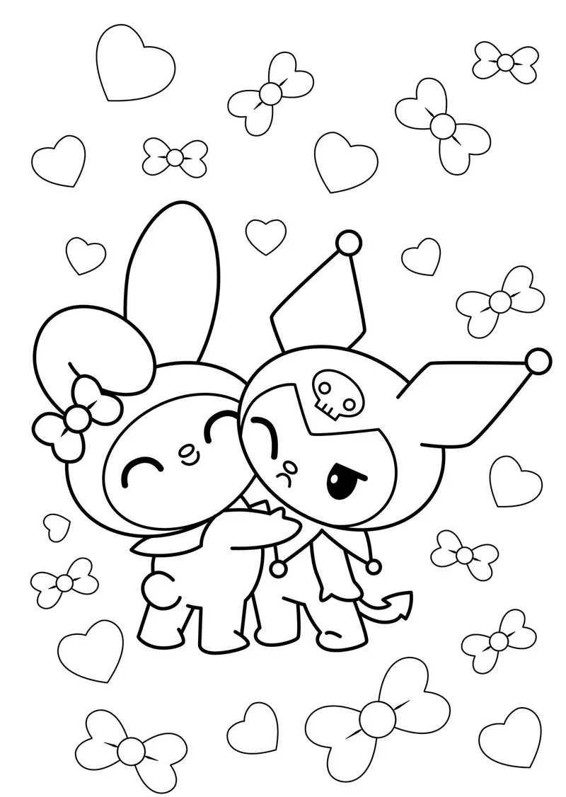 Tranh Tô Màu Kuromi Cute Nhẹ Nhàng