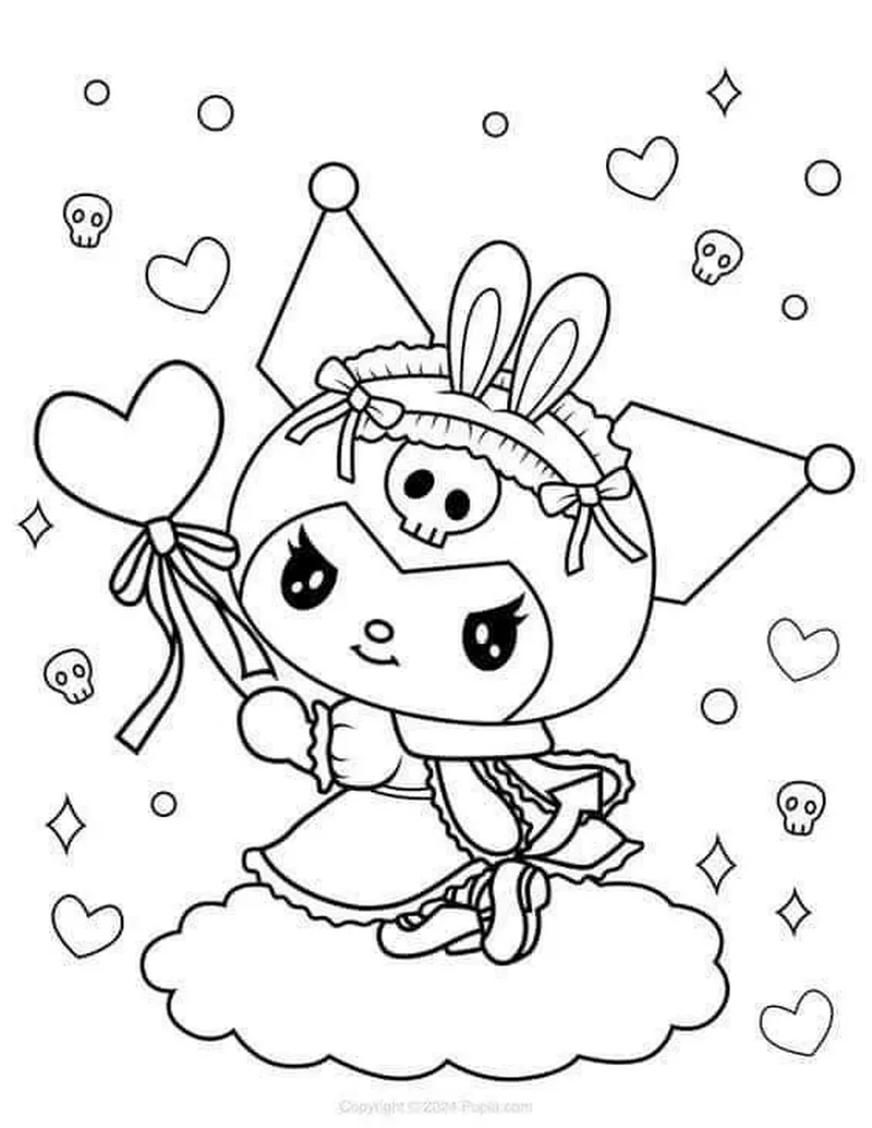 Tranh Tô Màu Kuromi Đẹp Dễ Tô Nhất