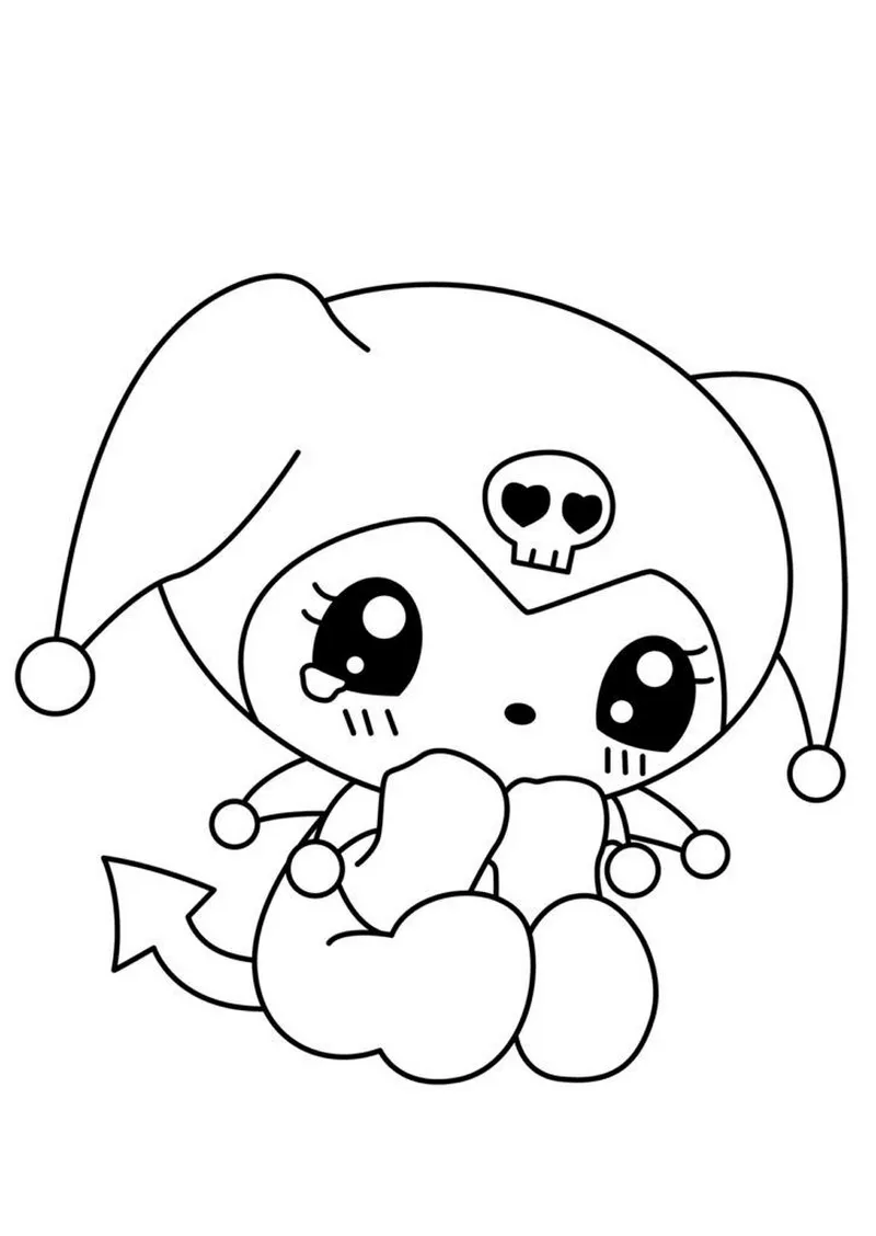 Tranh Tô Màu Kuromi Phong Cách Kawaii Nhật