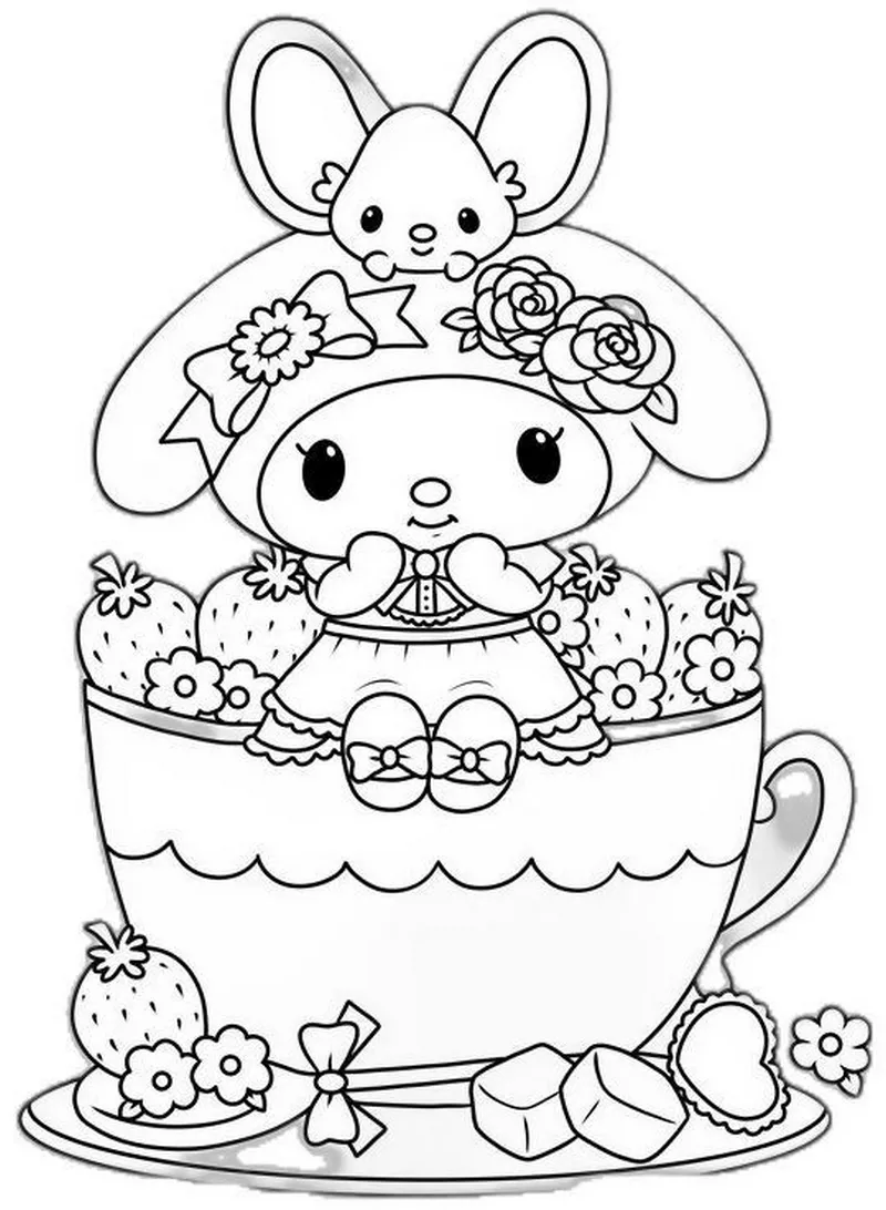 Tranh Tô Màu Kuromi Siêu Cute Cho Trẻ Em