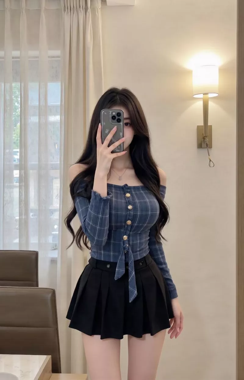 Ảnh Gái Đẹp Tạo Dáng Trước Gương Cực Thu Hút
